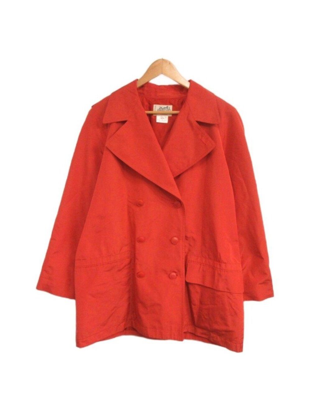 Hermes Vintage Spring Coat Silk Button Design Half Length Orange 42